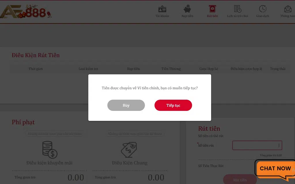 Xác nhận thẻ Ngân hàng khi rút tiền tại AE888