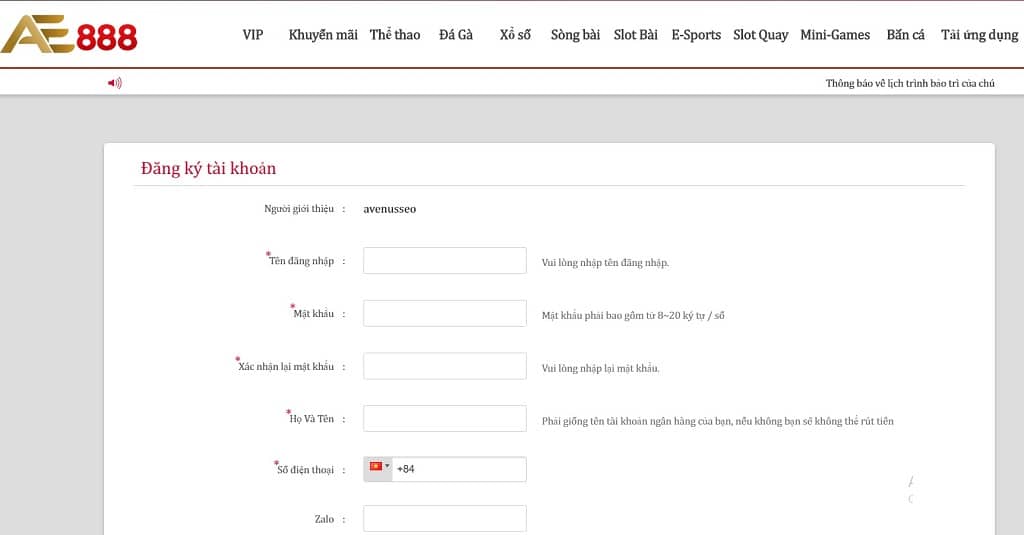 Mã Giới Thiệu AE888