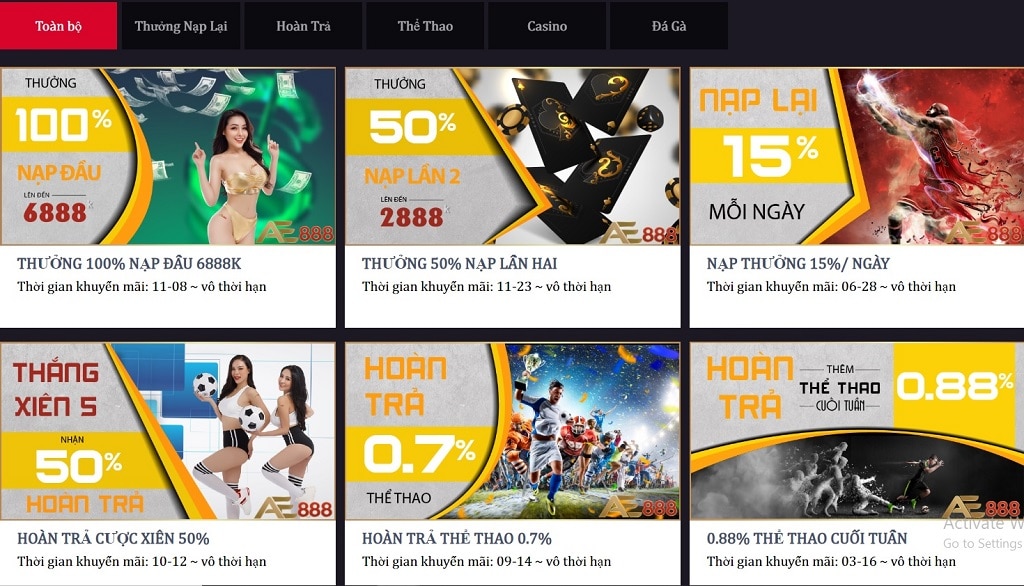 Các chương trình khuyến mãi của Mã Giới Thiệu AE888