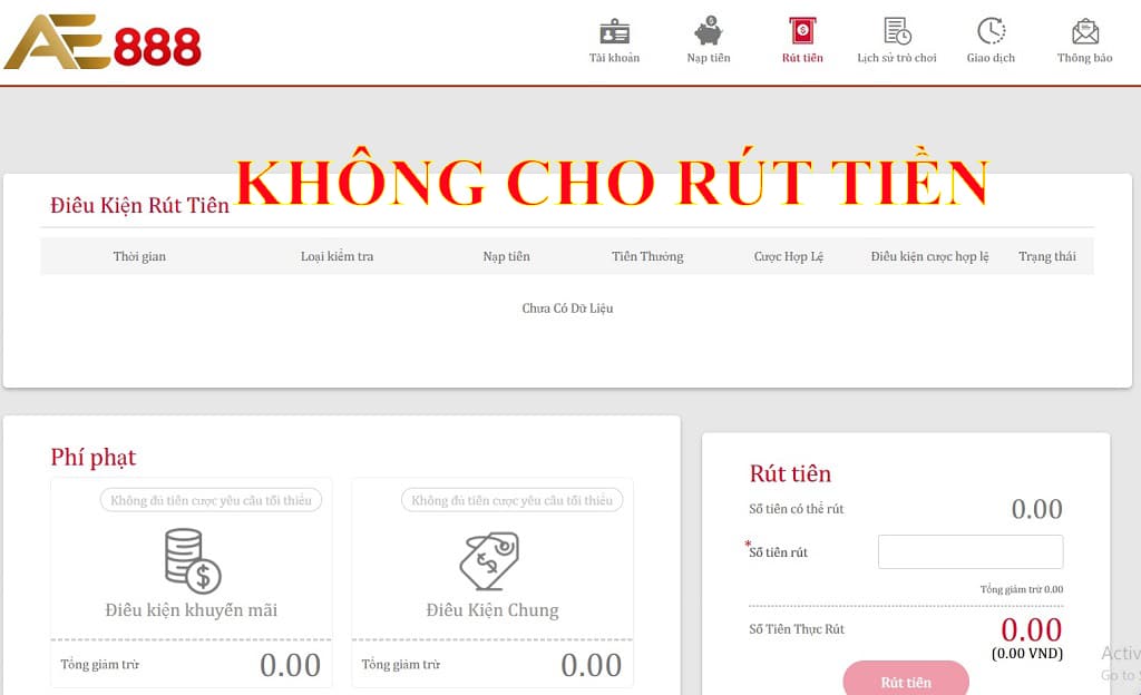 AE888 lừa đảo khi không cho người chơi rút tiền