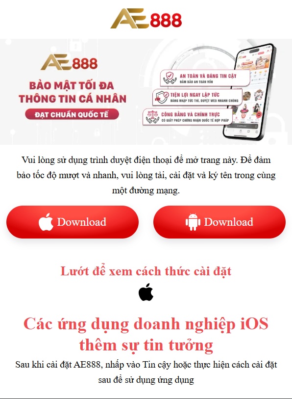 Hướng dẫn tải App Ae888