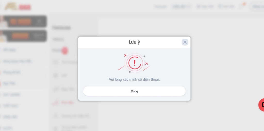 Rút tiền AE888 cần xác minh số điện thoại