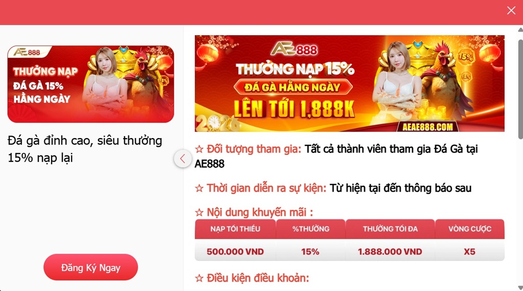 Khuyến Mãi Đá Gà tại AE888