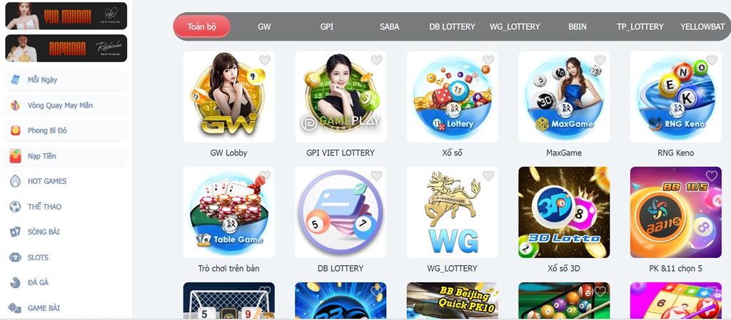 Các sảnh Game Lô Đề Online tại AE888