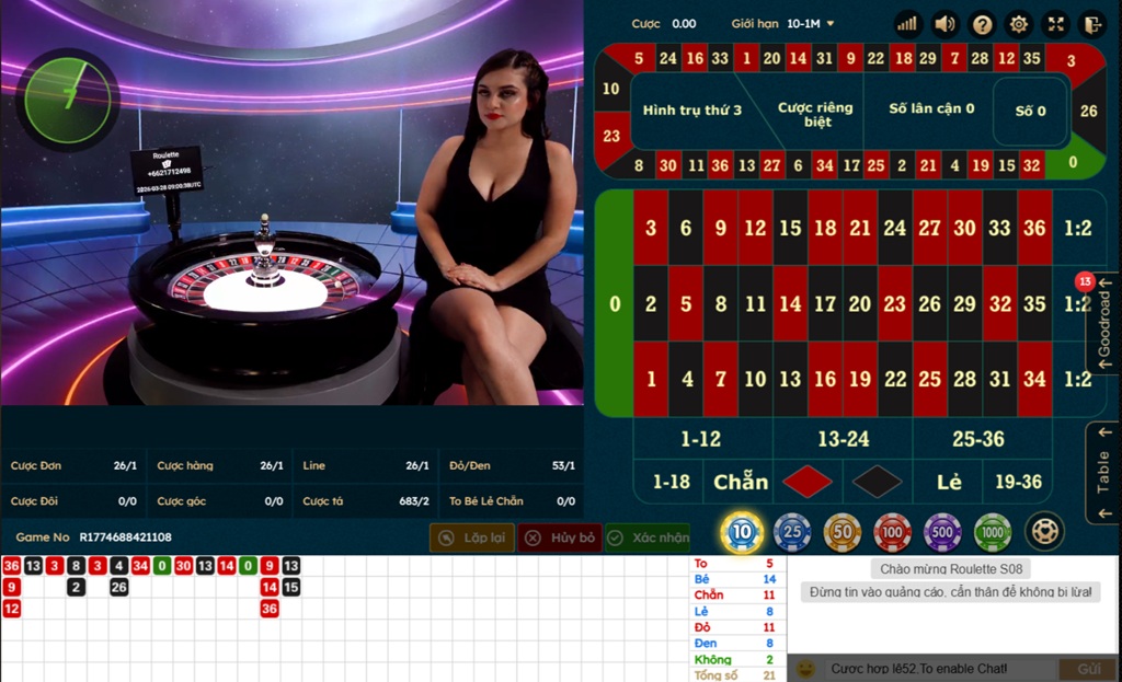 Giao diện Casino Roulette tại AE888
