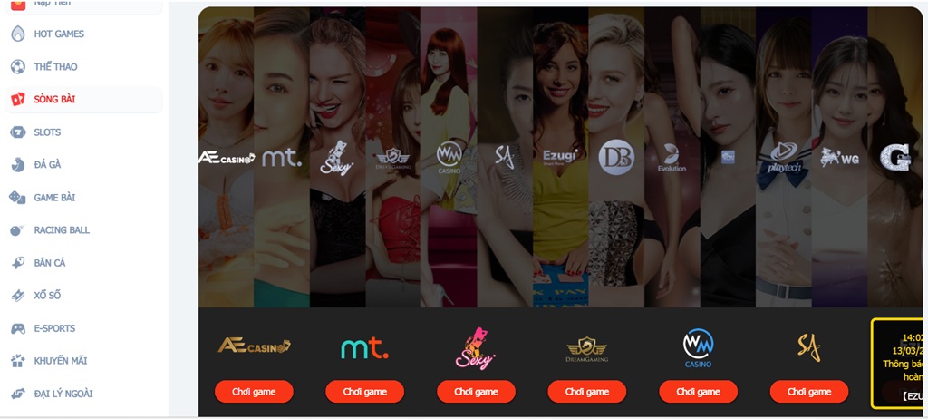 Giao diện Casino tại AE888