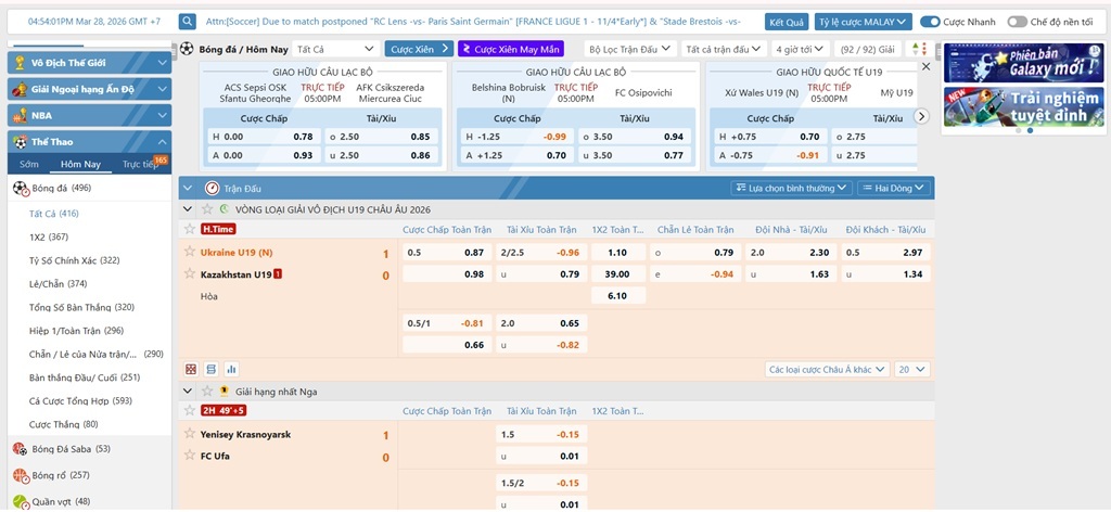 Giao diện Kèo Nhà Cái tại AE888